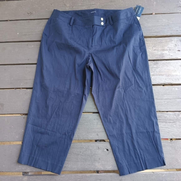 Jones New York Pants - Jones New York Navy Stretch Pinstripe Plus Pants Women's Size 20W
